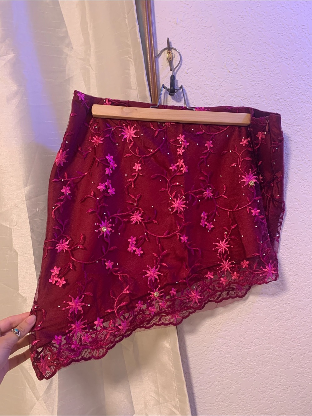 Finesse Macy Pink Lace Asymmetrical Skirt